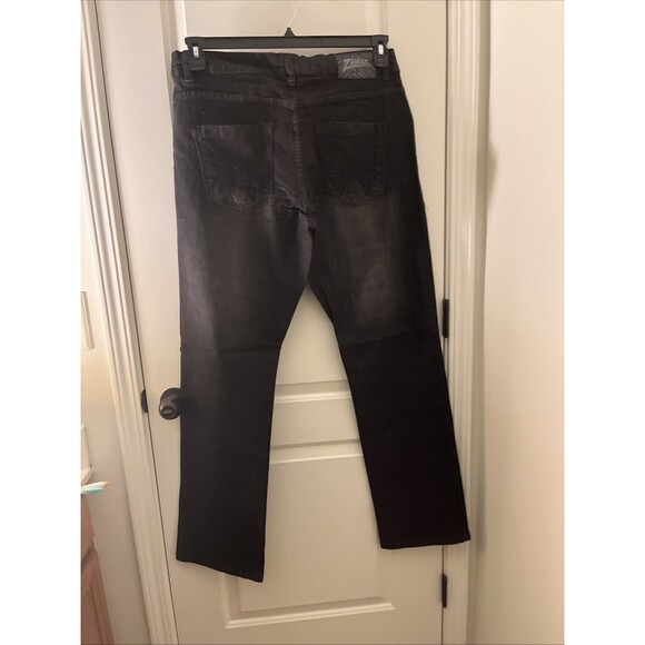 Men's Size 38 X 36 Zubaz Straight Leg Black Jeans Pockets Dark Wash - Picture 9 of 14